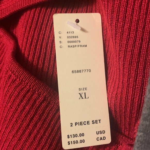 Anthropologie Maeve cut out ribbed halter top raspberry red color stretches NWT - Picture 5 of 7